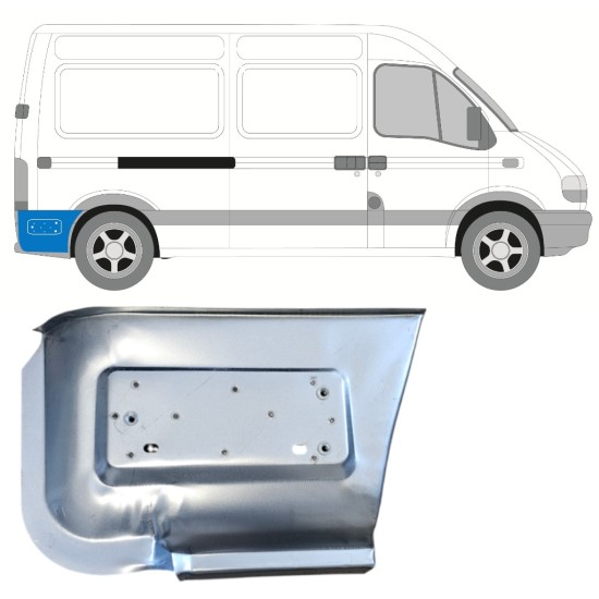 Reparaturblech unterer Teil des hinteren Kotflügels hinter dem Rad für Renault Master 1998-2010 / Rechts 14877