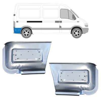 Reparaturblech unterer Teil des hinteren Kotflügels hinter dem Rad für Renault Master 1998-2010 / Links+Rechts / Satz 16140