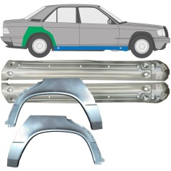 Reparaturblech Schweller + Kotflügel hinten für Mercedes 190 W201 1982-1993 / Links+Rechts / Satz 9522