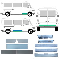 Reparaturblech innen + außen Tür für Mercedes T1 207-410 1977-1995 / Links+Rechts / Satz 12635
