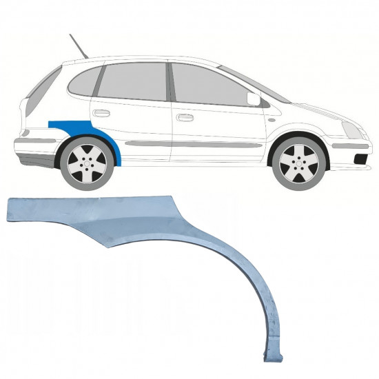 NISSAN ALMERA TINO 2000-2006 RADLAUF REPARATURBLECH / RECHTS