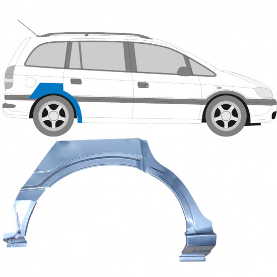 OPEL ZAFIRA 1999-2005 RADLAUF REPARATURBLECH / RECHTS