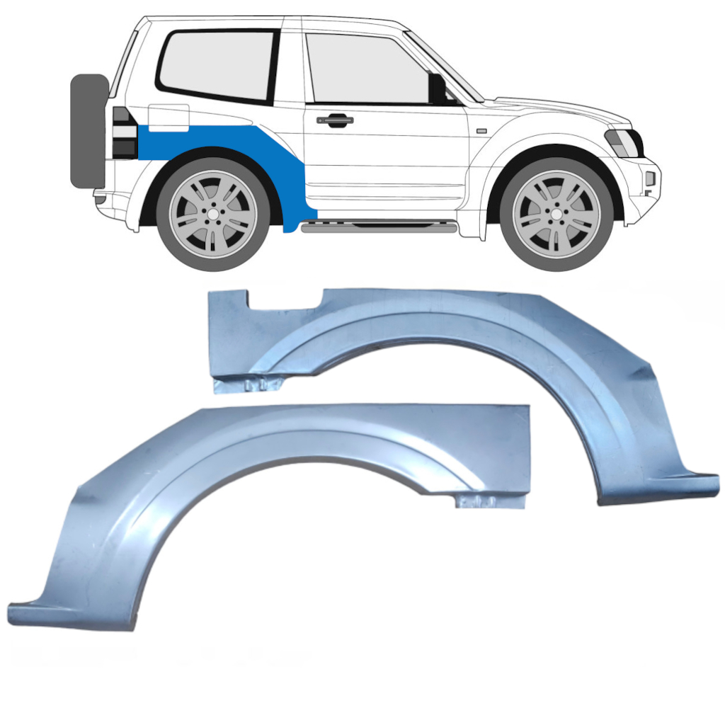 Reparaturblech Kotflügel Hinten Für Mitsubishi Pajero 1999-2006 / Links+Rechts / Satz 9411