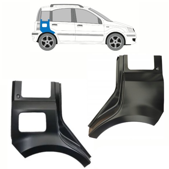 Reparaturblech Kotflügel hinten für Fiat Panda 2003-2012 / Links+Rechts / Satz 10753