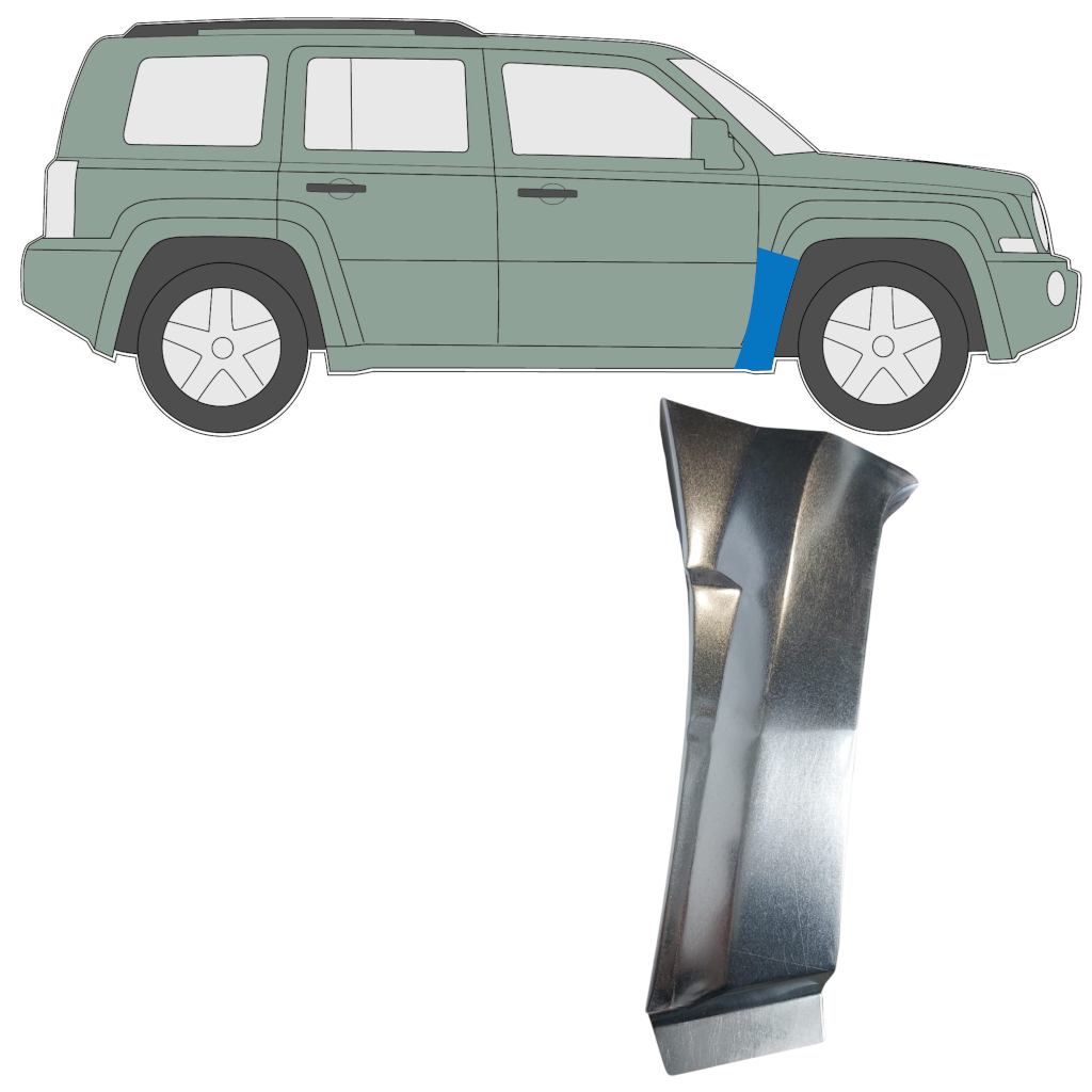 Jeep Patriot 2006- Vorne Kotflügel Reparaturblech / Rechts