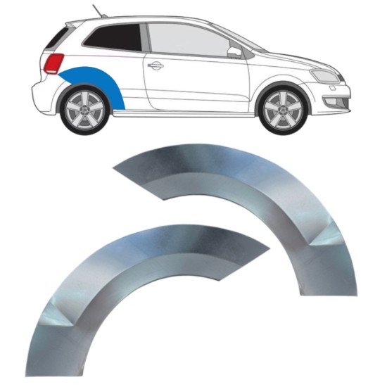 Reparaturblech Kotflügel hinten für Volkswagen Polo 2009-2017 / Links+Rechts / Satz 16360