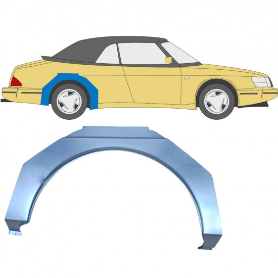 SAAB 900 1978-1995 3 TÜR RADLAUF REPARATURBLECH / RECHTS