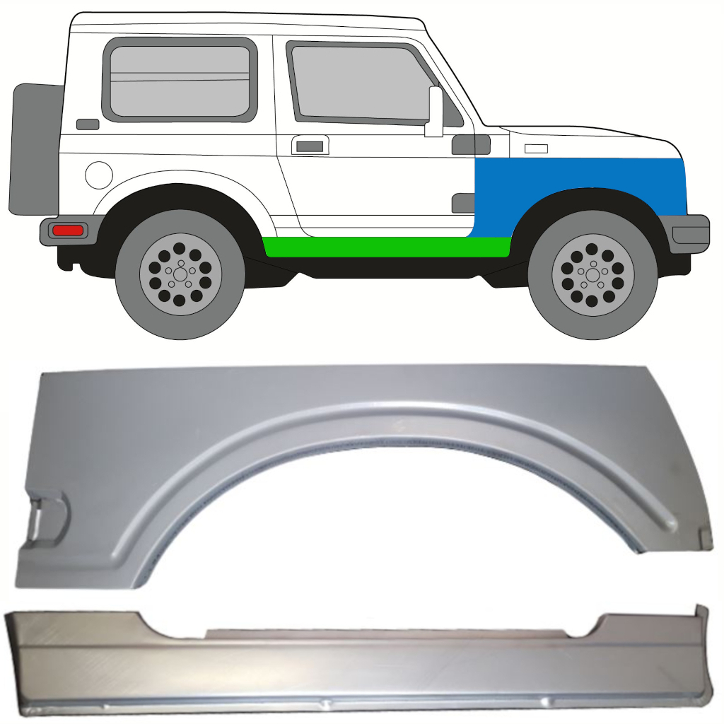 Suzuki Samurai 1981-1998 Voll Schweller Reparaturblech+ Vorne Kotflügel  Reparaturblech / Satz / Rechts