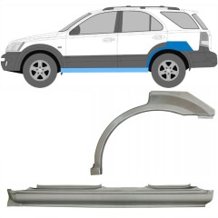 Voll schweller + hinten Kotflügel Reparaturblech für Kia Sorento 2002-2009 / Links / Satz 11712