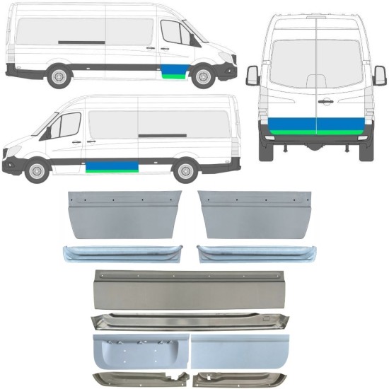 Reparaturblech innen + außen Tür für Mercedes Sprinter 2006-2018 / Links+Rechts / Satz 11319