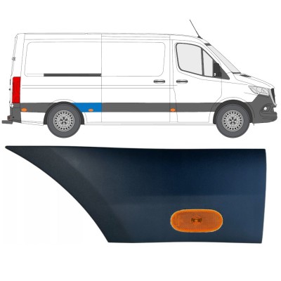 Seitenleiste hinterer Kotflügel mit Lampe für Mercedes Sprinter 2018- / Rechts / Satz 16652
