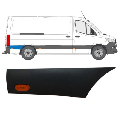 Seitenleiste hinterer Kotflügel hinter dem Rad mit Lampe für Mercedes Sprinter 2018- / Rechts / Satz 16646