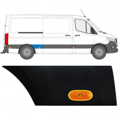 Seitenleiste hinterer Kotflügel mit Lampe für Mercedes Sprinter 2018- / Rechts / Satz 12966