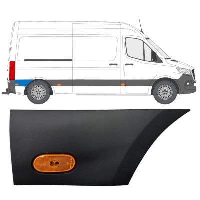 Seitenleiste hinterer Kotflügel mit Lampe für Mercedes Sprinter 2018- / Rechts / Satz 12966