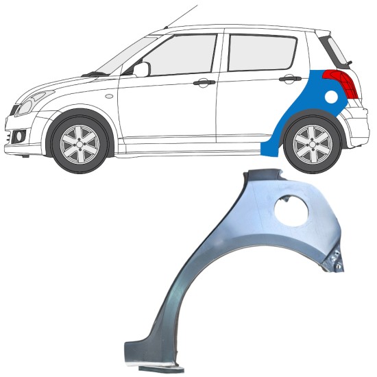 Reparaturblech Kotflügel hinten für Suzuki Swift 2005-2010 / Links 16257