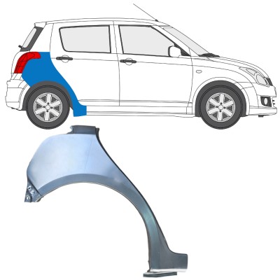 Reparaturblech Kotflügel hinten für Suzuki Swift 2005-2010 / Rechts 16256
