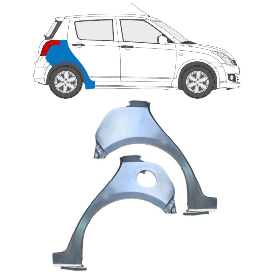 Reparaturblech Kotflügel hinten für Suzuki Swift 2005-2010 / Links+Rechts / Satz 16258