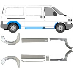 Reparaturblech Schweller + vorderer + hinterer Kotflügel für Volkswagen Transporter T4 1990-2003 / Links+Rechts / Satz 5340