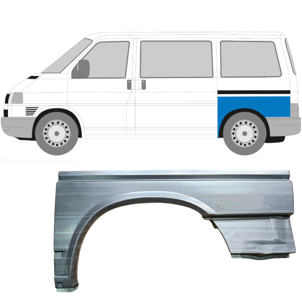 VW T4 1990-2003 KURZ HINTEN KOTFLÜGEL REPARATURBLECH / LINKS