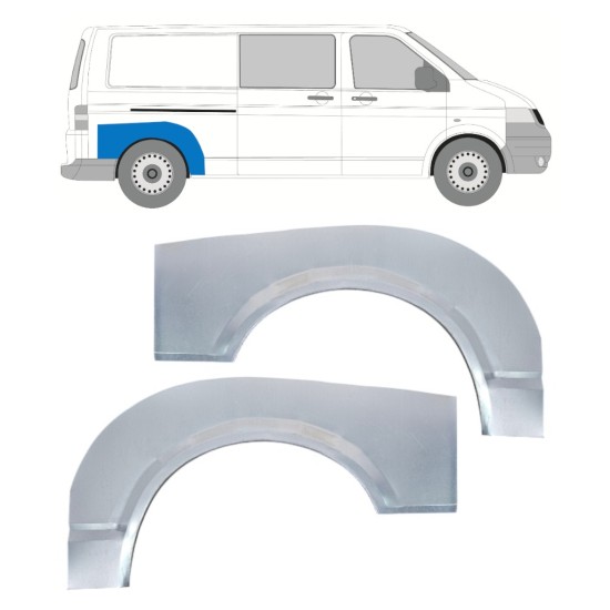 Reparaturblech Kotflügel hinten für Volkswagen Transporter T5 2003-2015 / Links+Rechts / Satz 16372