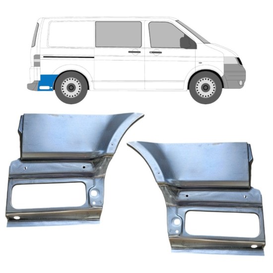 Reparaturblech unterer Teil des hinteren Kotflügels hinter dem Rad für Volkswagen Transporter T5 2003-2015 / Links+Rechts / Satz 16264