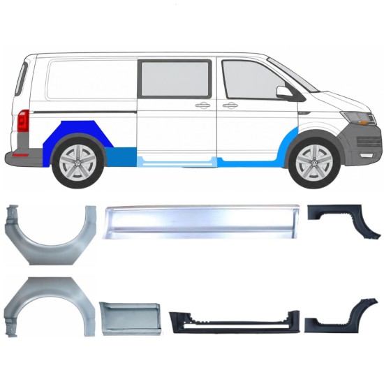 Reparaturblech Schweller + Kotflügel hinten für Volkswagen Transporter T6 2015-2024 17138