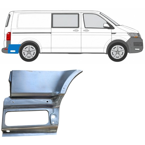 Reparaturblech unterer Teil des hinteren Kotflügels hinter dem Rad für Volkswagen Transporter T6 2015-2024 / Rechts 17200