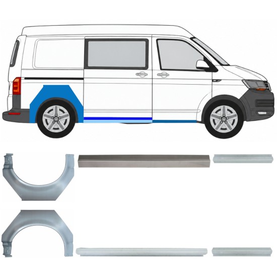 Reparaturblech Schweller + Kotflügel hinten für Volkswagen Transporter T6 2015-2024 17137