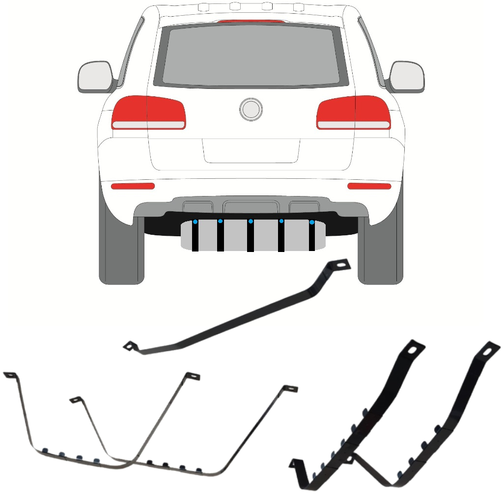 Tappetini In Gomma Anteriori Su Misura Per VW Touareg I (2002-2010) – Set Da 2 Pezzi Con Sistema Antiscivolo