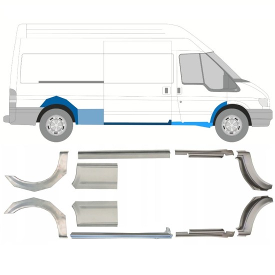 FORD TRANSIT 2000-2013 LANG RADLAUF REPARATURBLECH + SCHWELLER REPARATURBLECH / SATZ