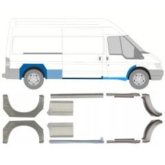 Reparaturblech Schweller + Kotflügel hinten für Ford Transit 2000-2013 / Links+Rechts / Satz 10640