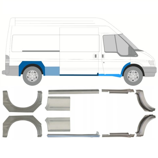 FORD TRANSIT 2000-2013 LANG RADLAUF REPARATURBLECH + SCHWELLER REPARATURBLECH / SATZ