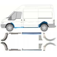 Reparaturblech Schweller + Kotflügel hinten für Ford Transit 2000-2013 / Satz 12676