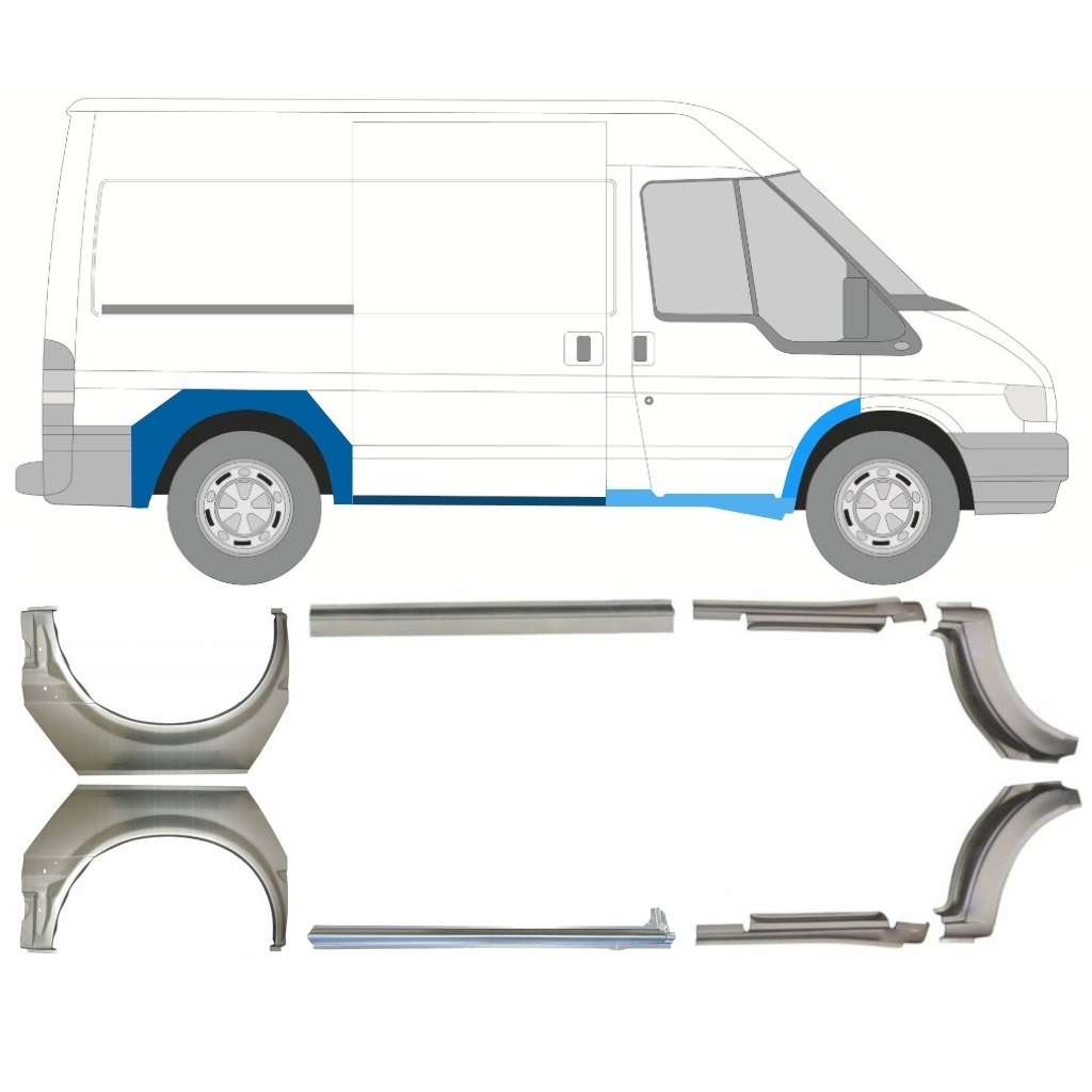 Reparaturblech Schweller + Kotflügel Hinten Für Ford Transit 2000-2013 / Satz 9694