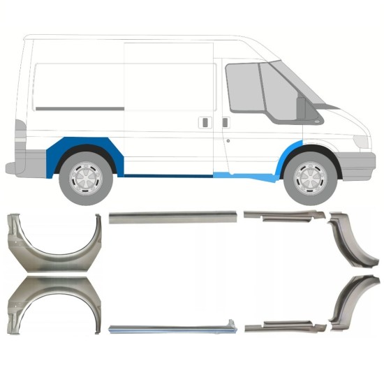 Reparaturblech Schweller + Kotflügel hinten für Ford Transit 2000-2013 / Satz 9694
