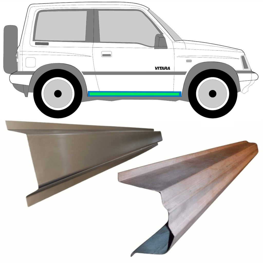 SUZUKI VITARA 1988-1998 3 TÜR INNEN UND AUSSER SCHWELLER / RECHTS = LINKS / SATZ ZWEI