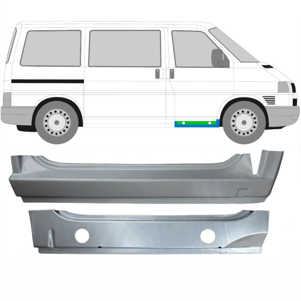 VW T4 1990-2003 VORNE INNEN + AUSSEN SCHWELLER REPARATURBLECH / SATZ / RECHTS