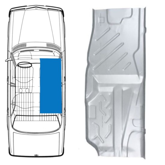 Boden-Reparaturblech für Mercedes W123 1975-1985 / Rechts 16050